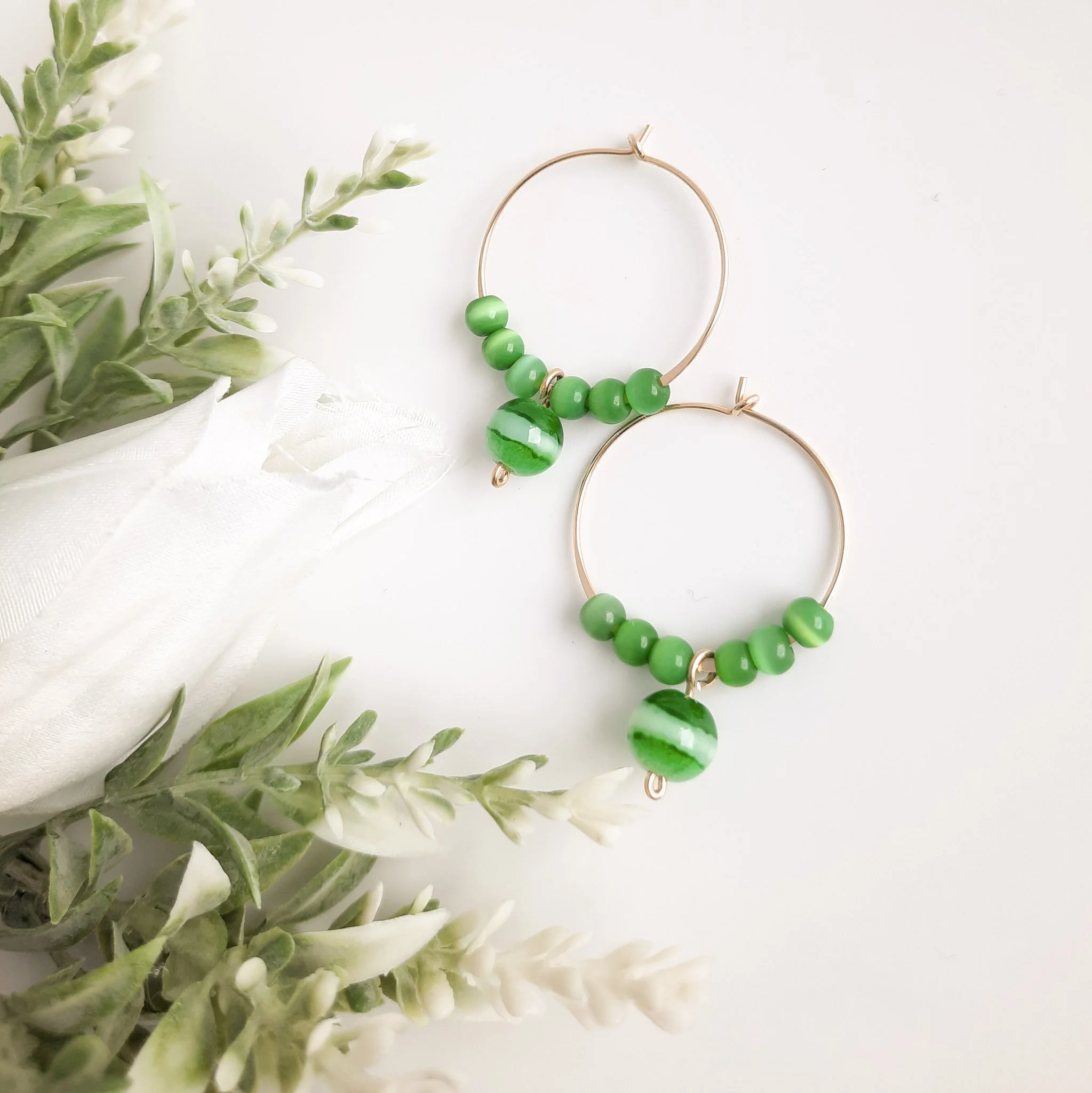 Green Hoop Earrings Watermeadow Lane
